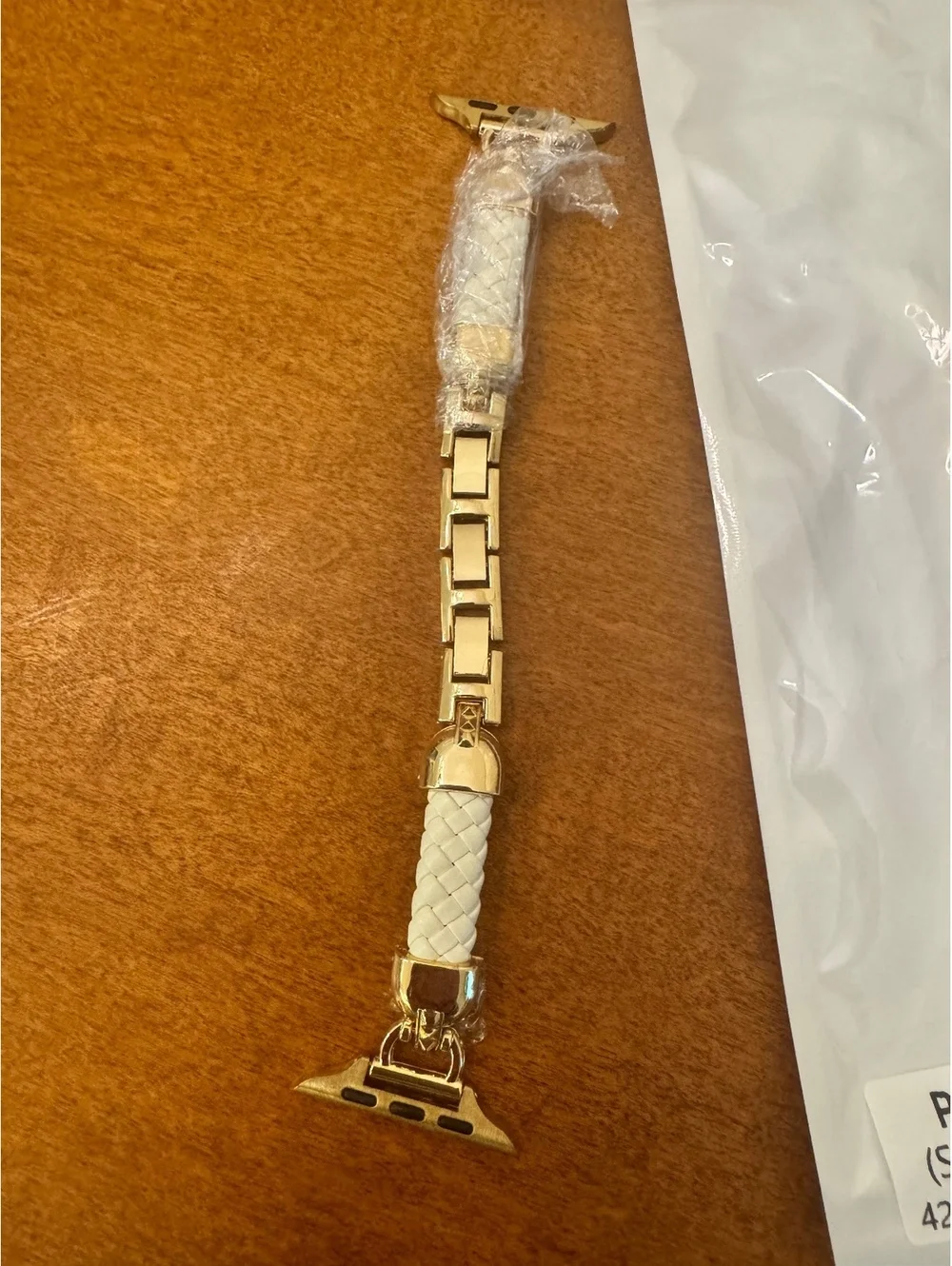 Gold and White Braided Watch Strap Band for Apple Watch 528